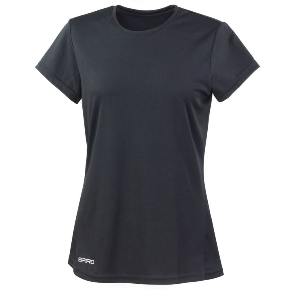 Spiro Womens/Ladies Sports Quick-Dry Short Sleeve Performance T-Shirt / Black